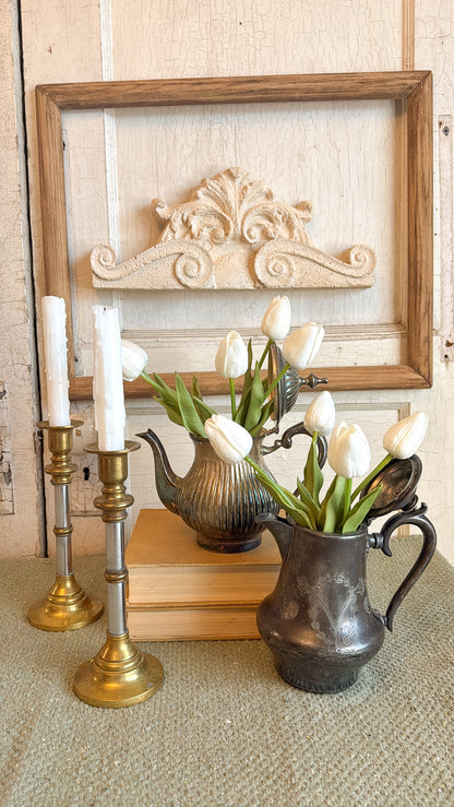 Pair of Brass & Silver Candlesticks