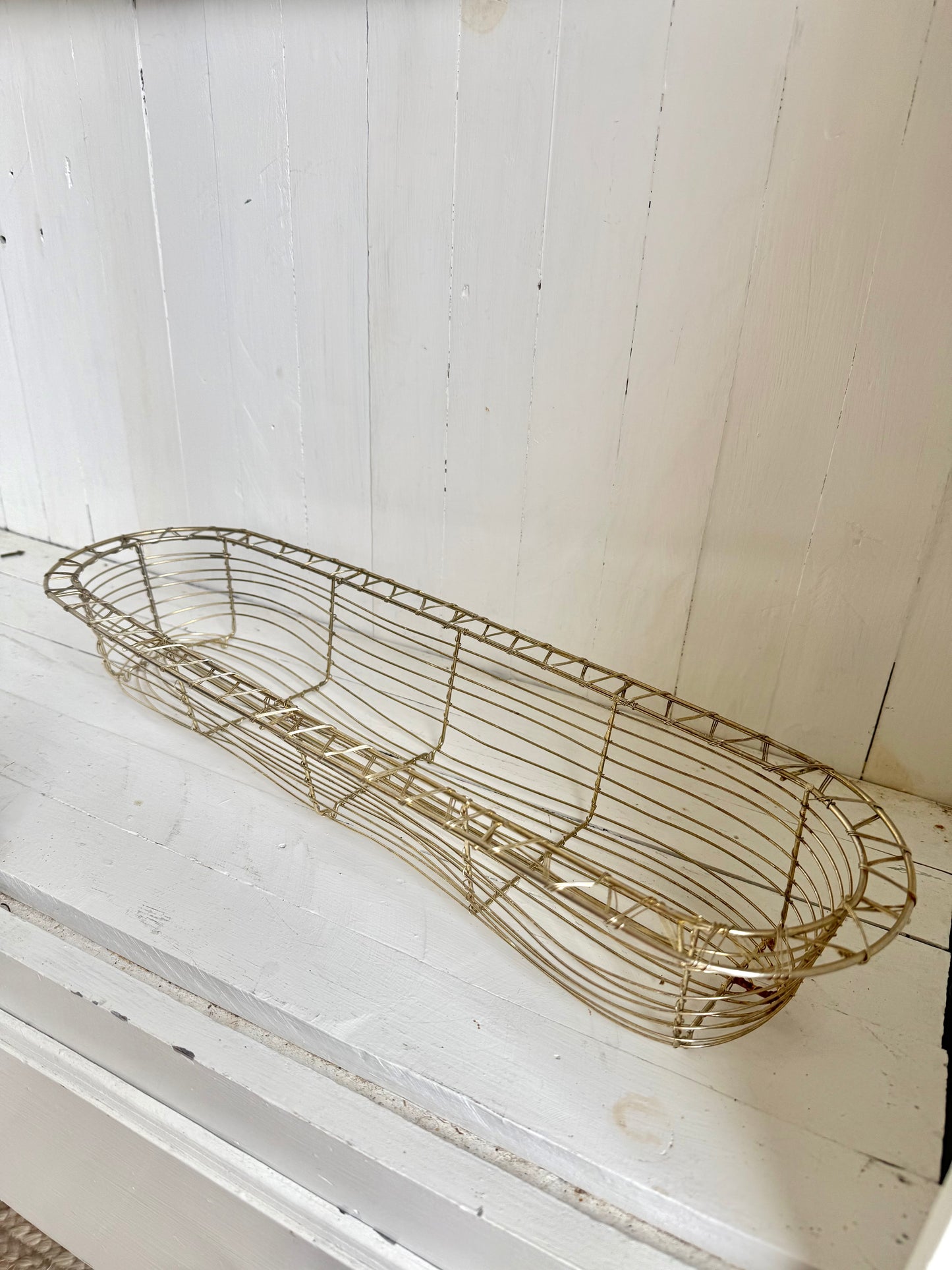 19.5” Long Vtg. Gold Metal Basket