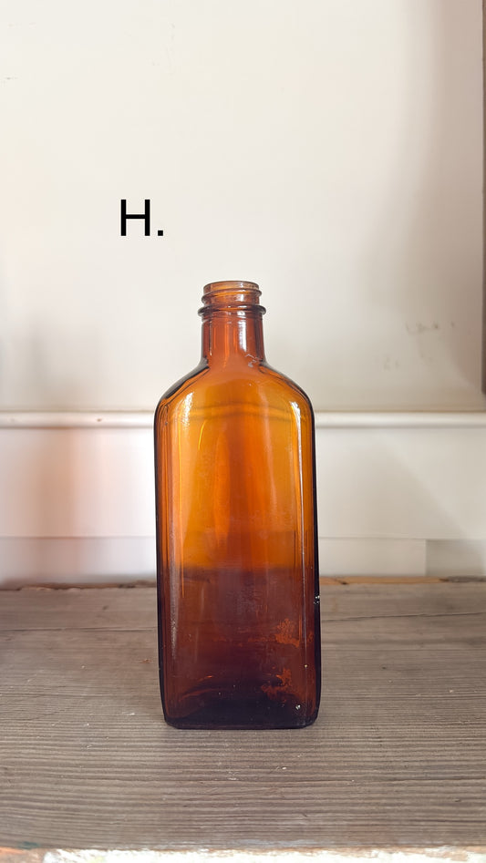 7.75”T Glass Amber Bottle