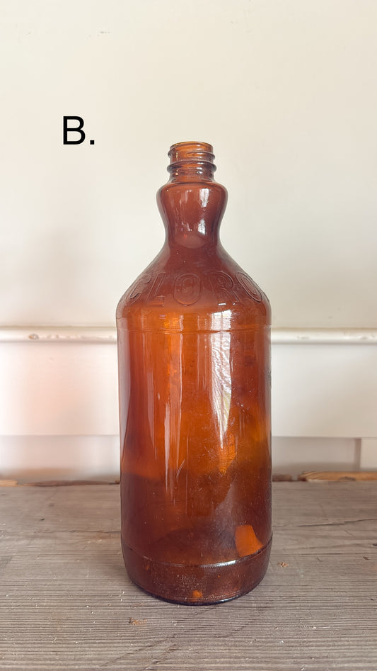 10.25”T Glass Amber Bottle