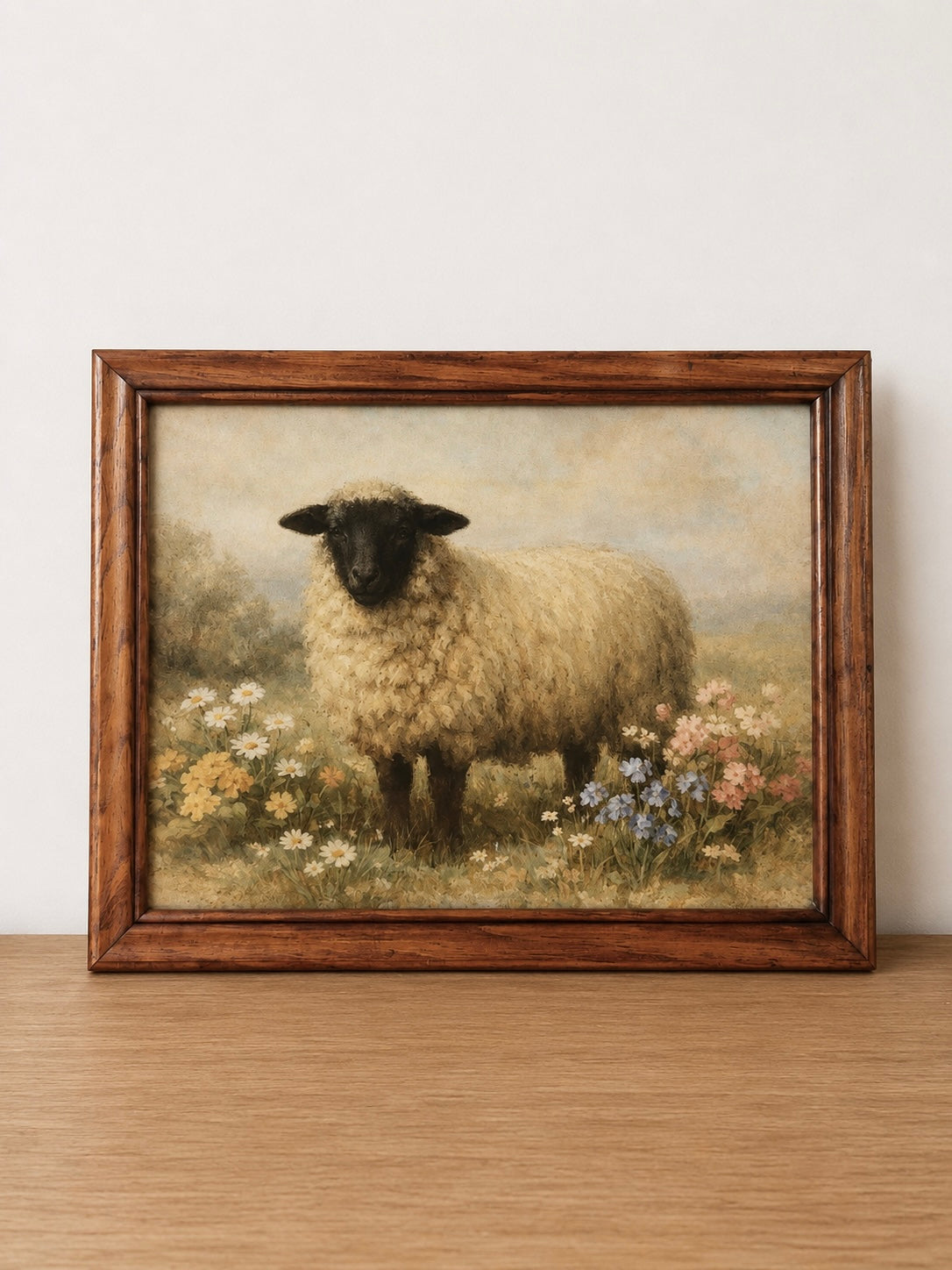 Black Sheep in Field Print