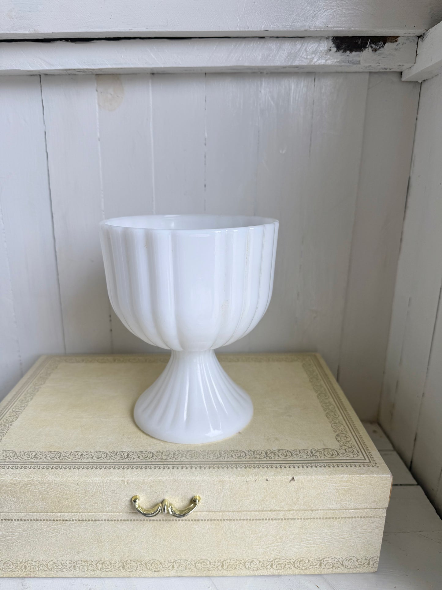 6.25” Tall Milk Glass Goblet