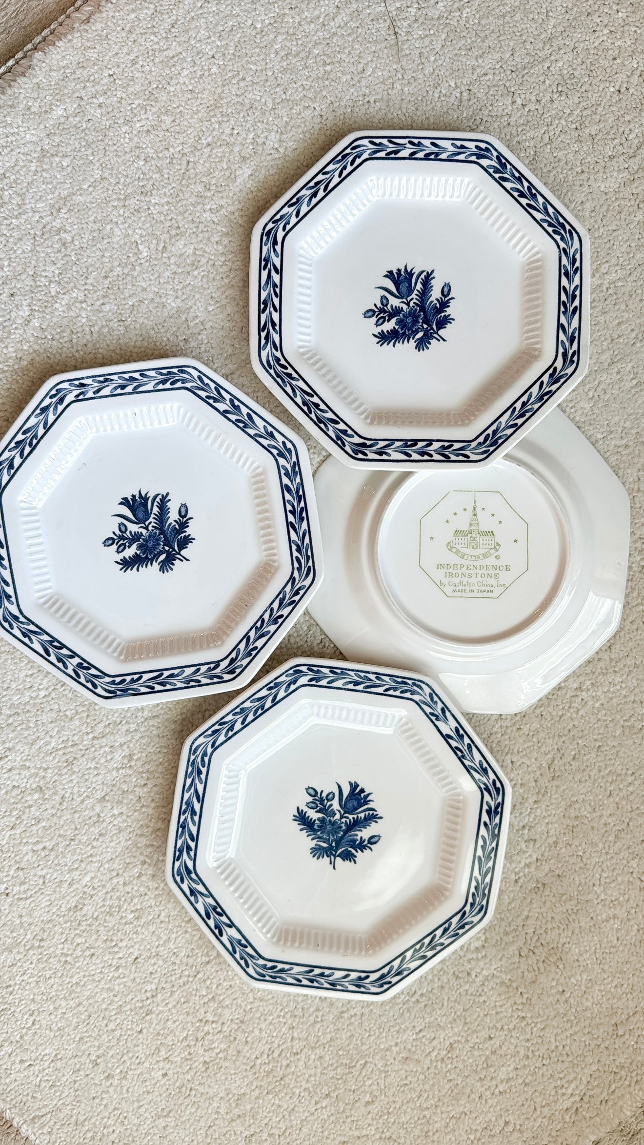 Set of 4 Ironstone Octagonal Saucers