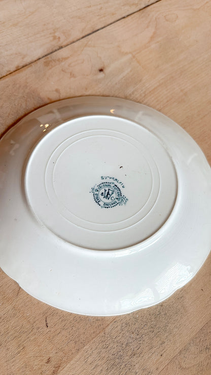 8” Blue Floral Ironstone Bread Plate