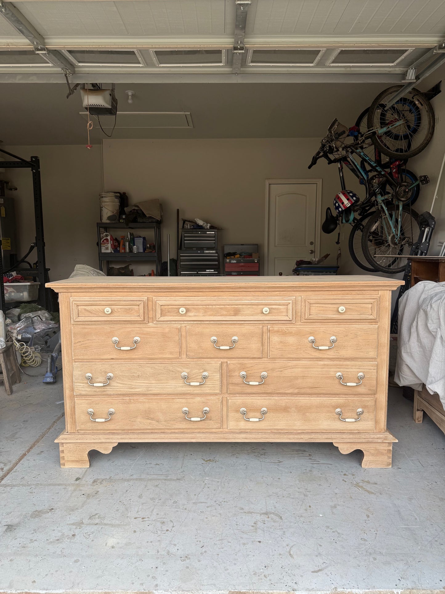 10-Drawer Bleached Dresser