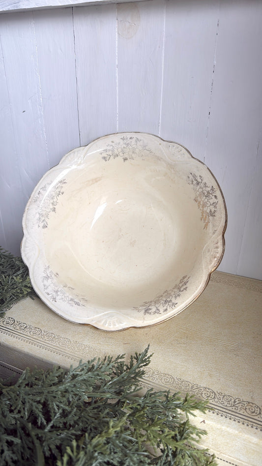9” Crazed Floral Ironstone Bowl