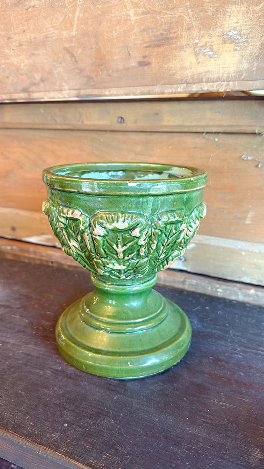 Green w/ Pink Etching Planter