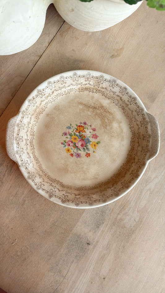 Crazed Floral Ironstone Plate