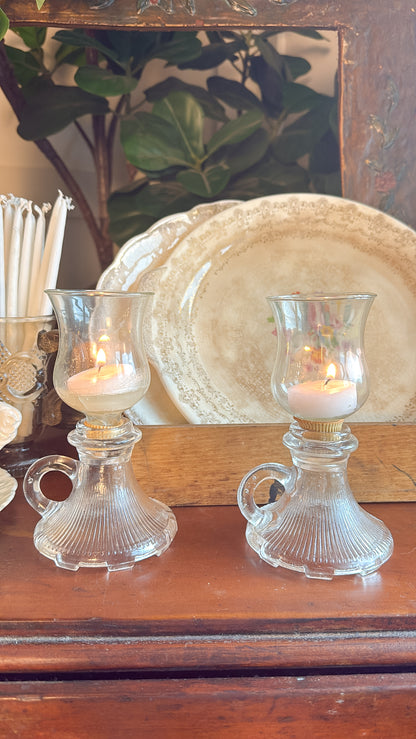 Pair of Vtg. Finger Loop Candle Holders