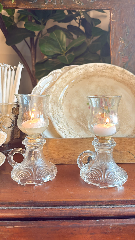 Pair of Vtg. Finger Loop Candle Holders