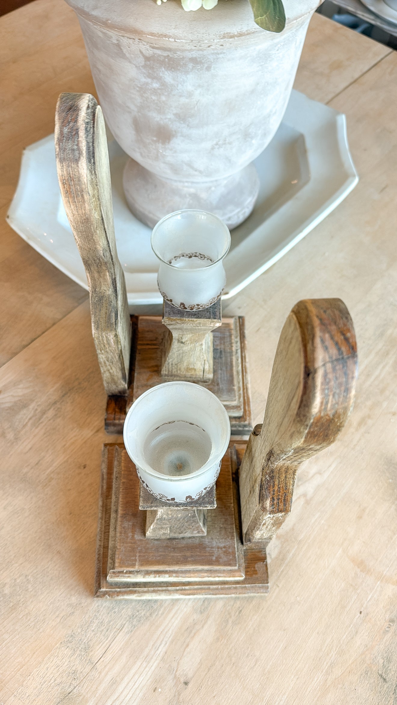 Pair of Vtg. Wood Candle Holders