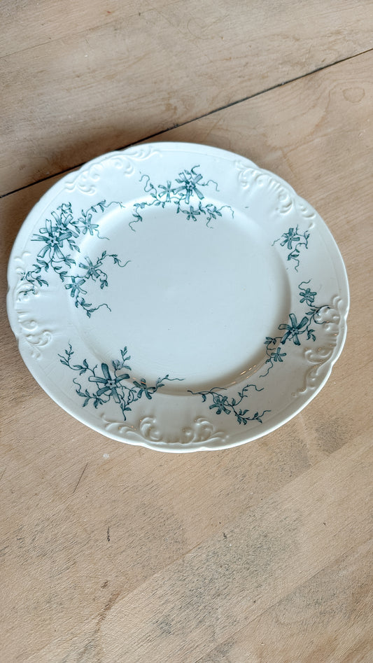 8” Blue Floral Ironstone Bread Plate