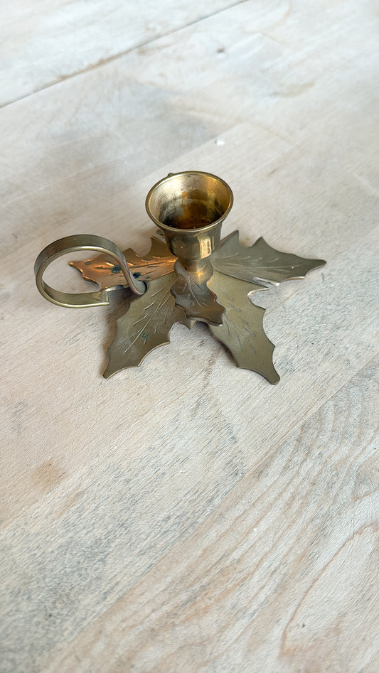 Brass Leaf Candle Golder