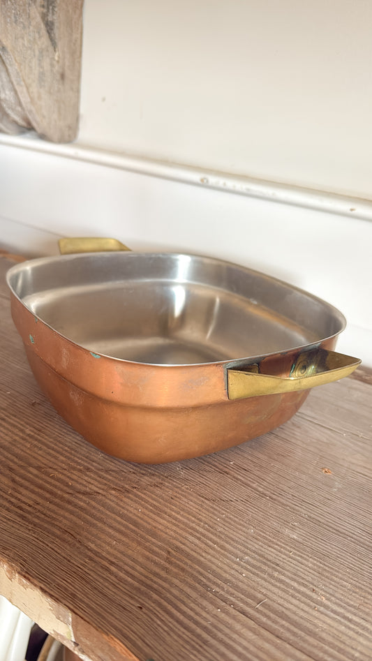 Copper Dish with Brass Handles