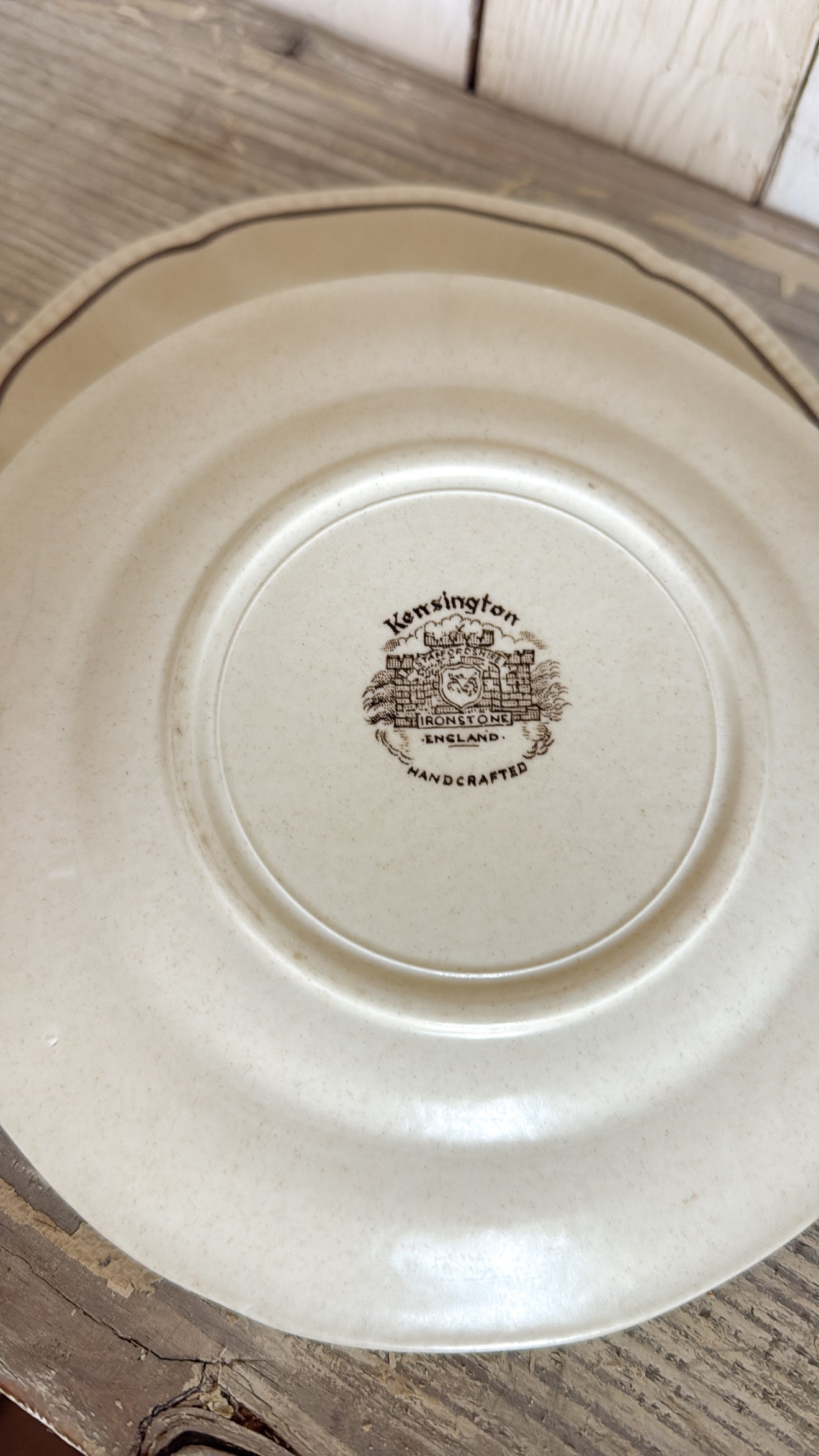 Set of 3 Brown Rim Ironstone Bread Plates
