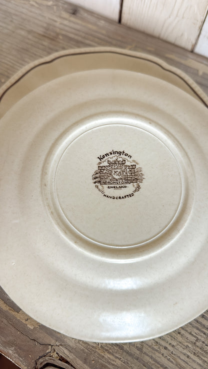 Set of 3 Brown Rim Ironstone Bread Plates