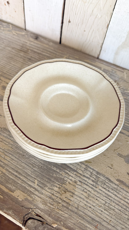 Set of 4 Brown Rim Ironstone Saucers