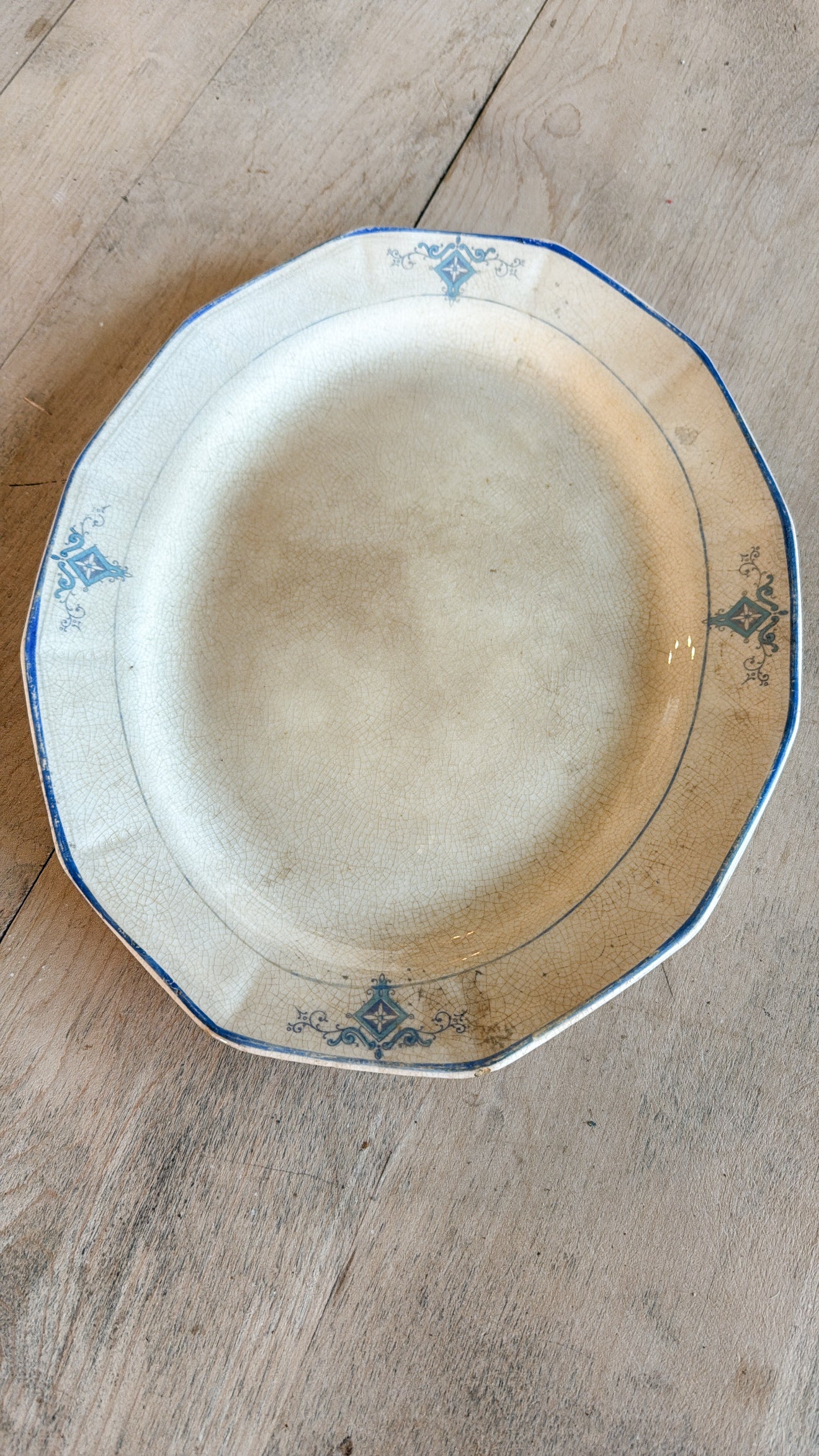 Blue Detailed Rim Ironstone Platter