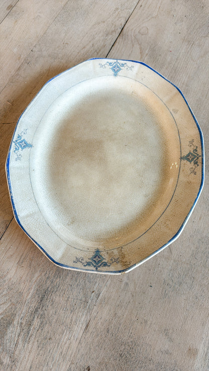 Blue Detailed Rim Ironstone Platter