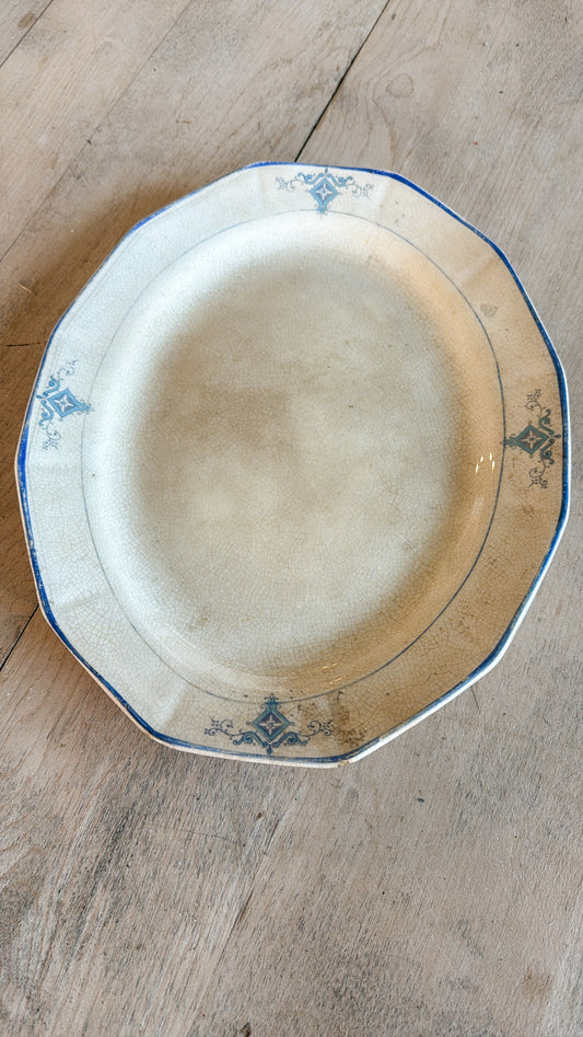 Blue Detailed Rim Ironstone Platter