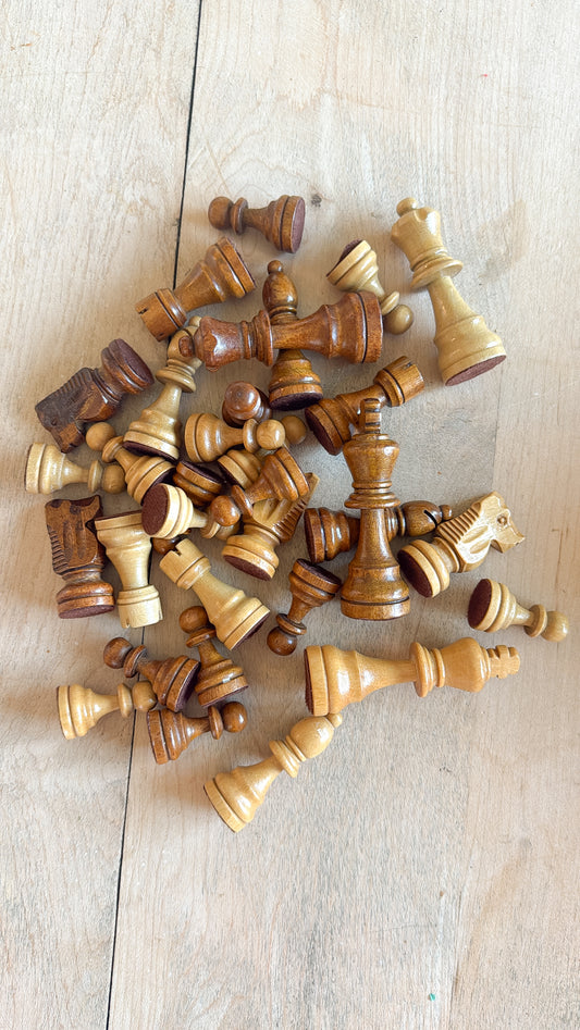 Vintage Wood Chess Pieces