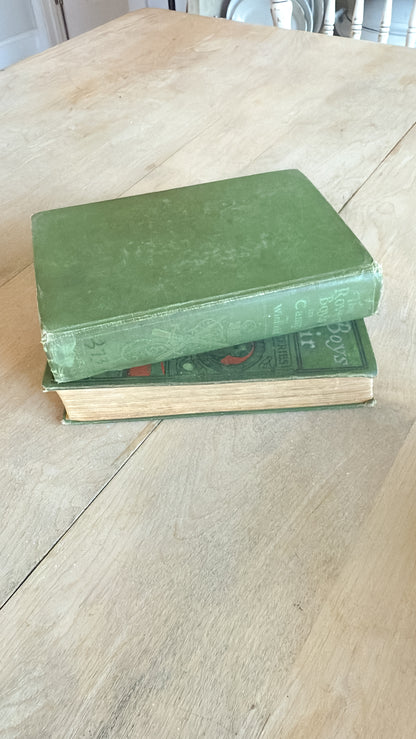 Set of 2 Vtg Green Old Books