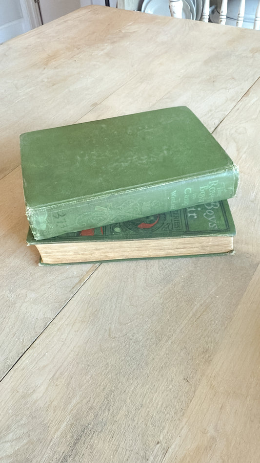 Set of 2 Vtg Green Old Books