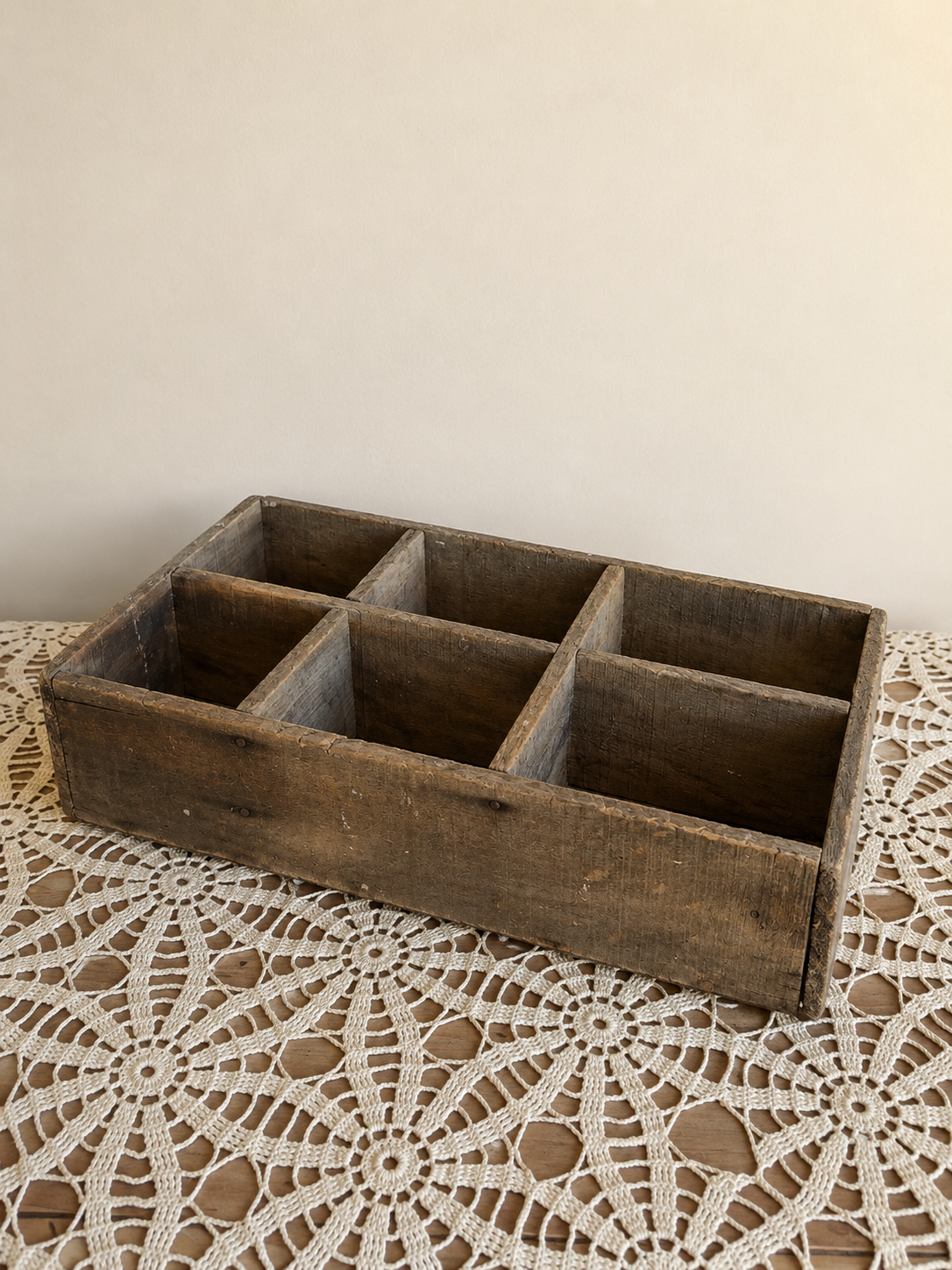 Handmade Wooden Six Compartment Box