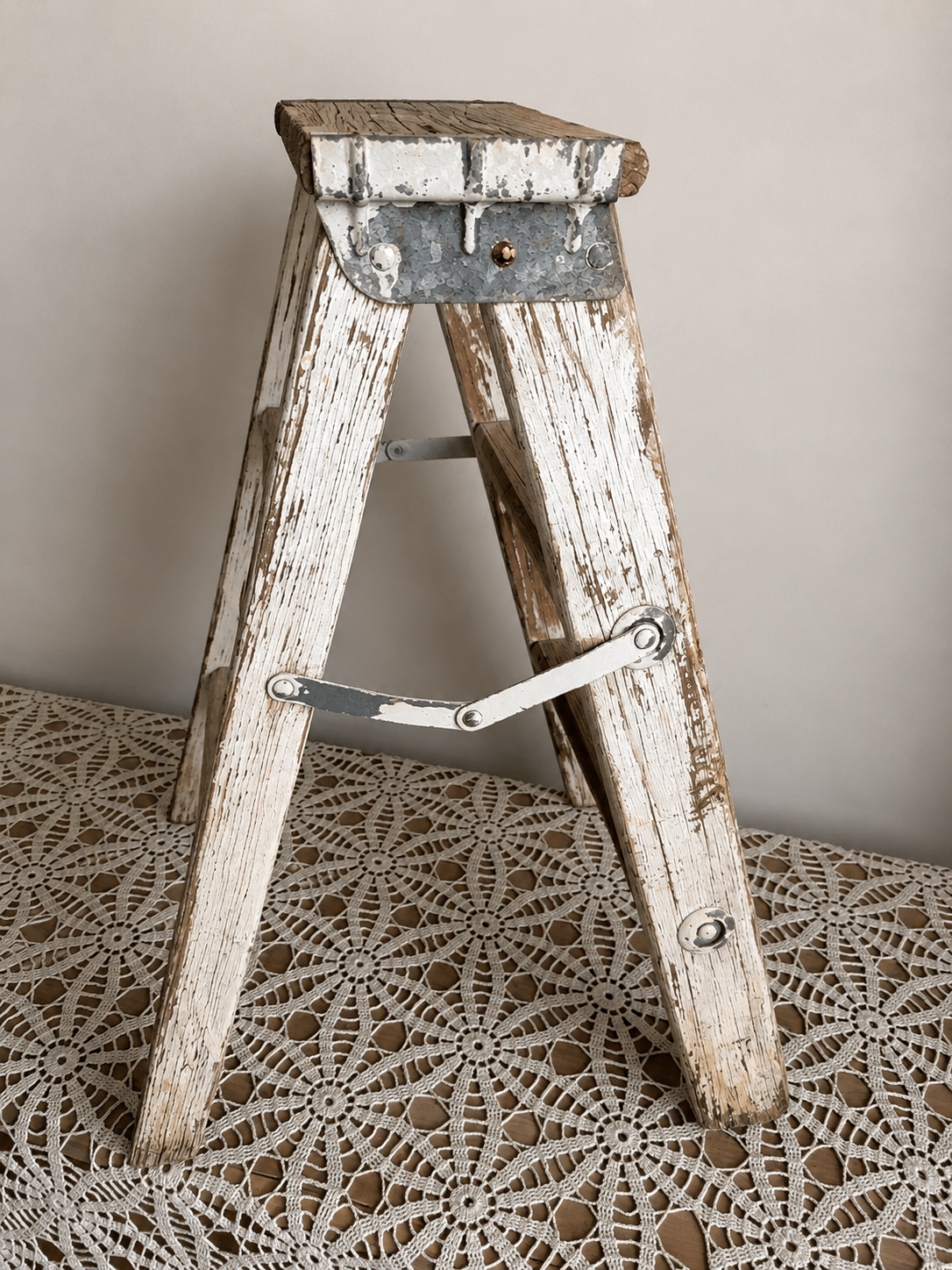 Old Wooden White Chippy Ladder