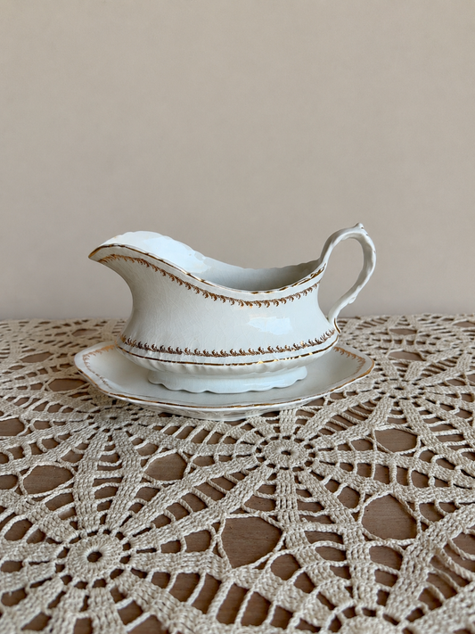 Ironstone Gravy Boat w/ under plate