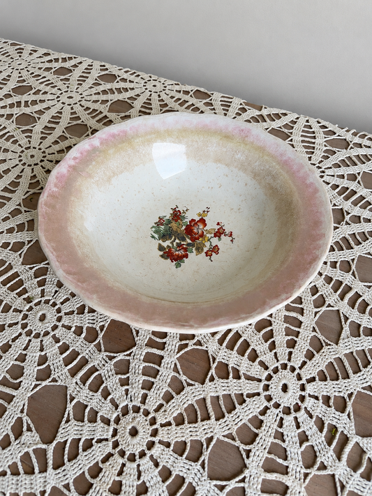 Crazed Red Floral Detail Bowl