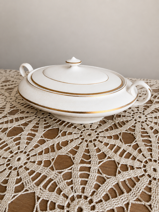 Ironstone Crazed Gold Rim Tureen