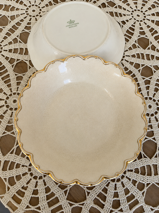 Ironstone Scalloped Gold Rim Bowls