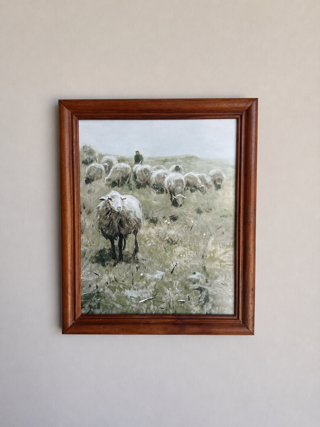 Shepherd & Herd of Sheep Print