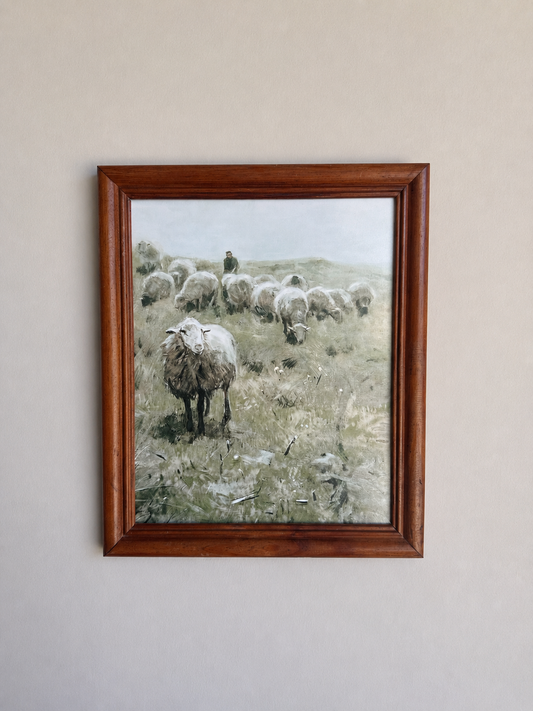 Shepherd & Herd of Sheep Print