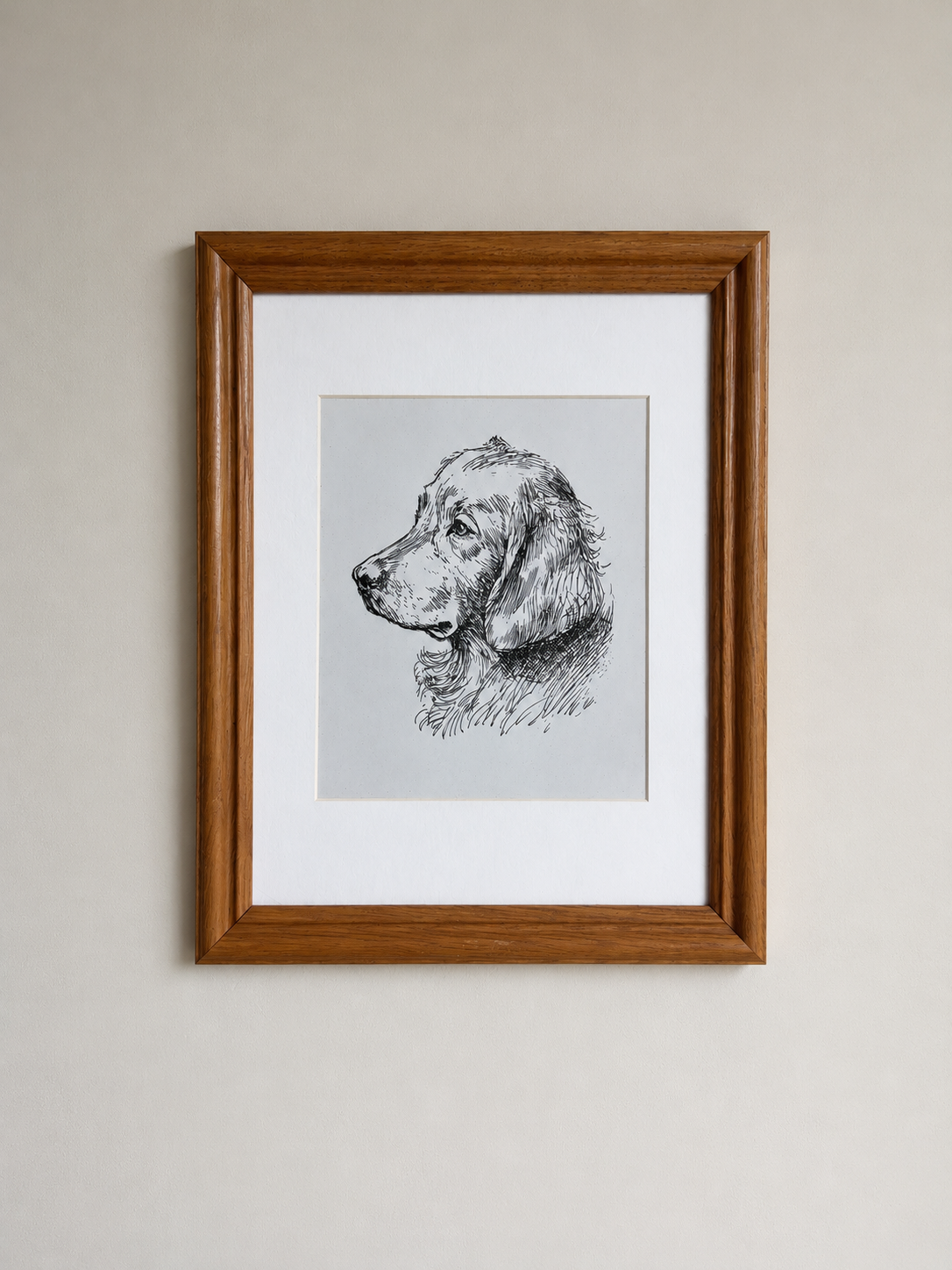 Matted Retriever Sketched Print