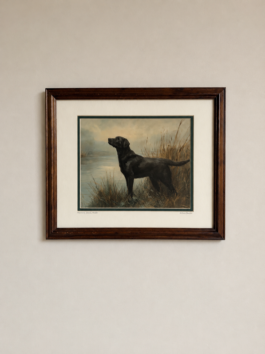Matted Black Lab Print