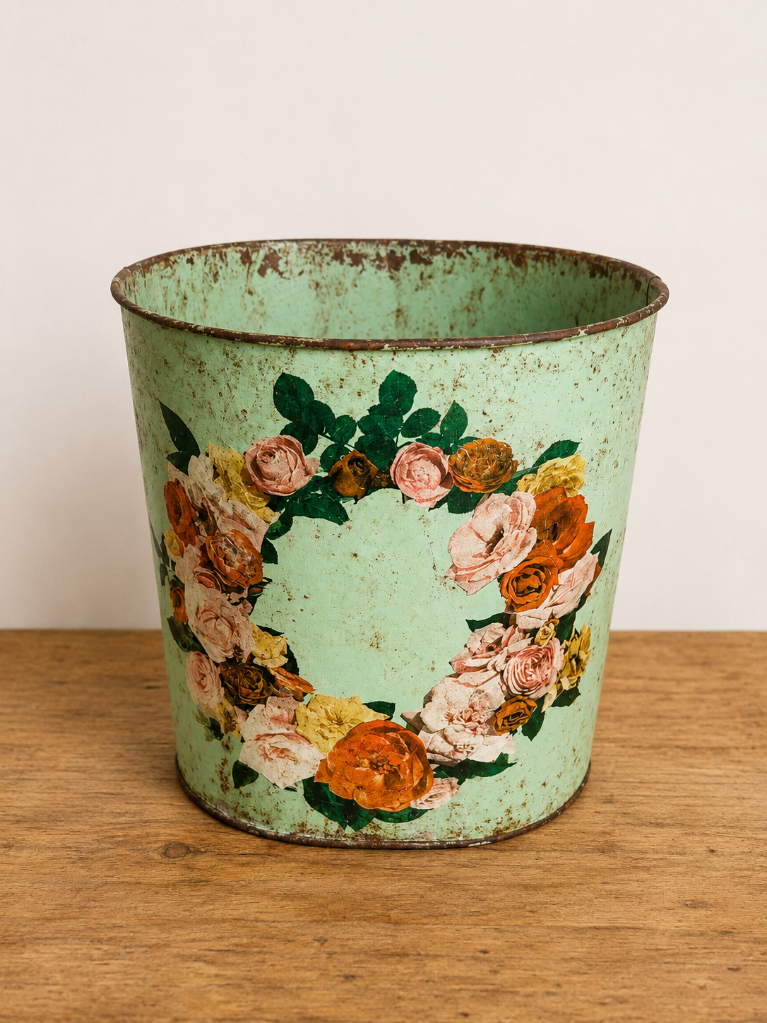 Vintage Rusty Floral Bucket