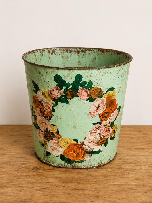 Vintage Rusty Floral Bucket
