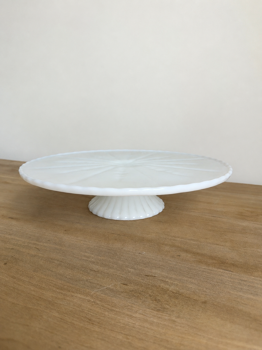 Milk Glass Pedestal Cale Plate