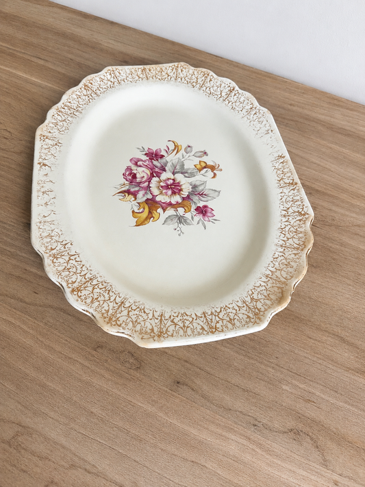 11.75” Floral Crazed Platter