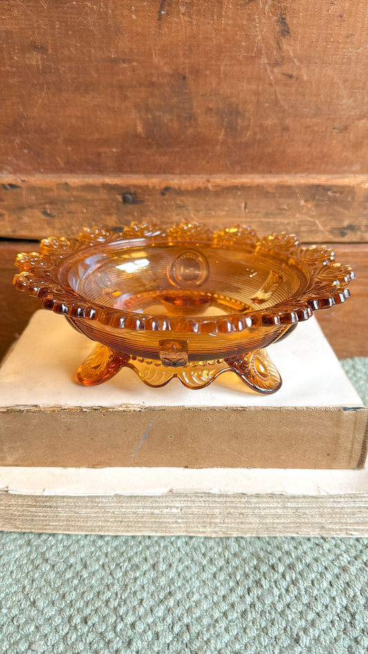 Vintage Marigold Footed Glass Bowl