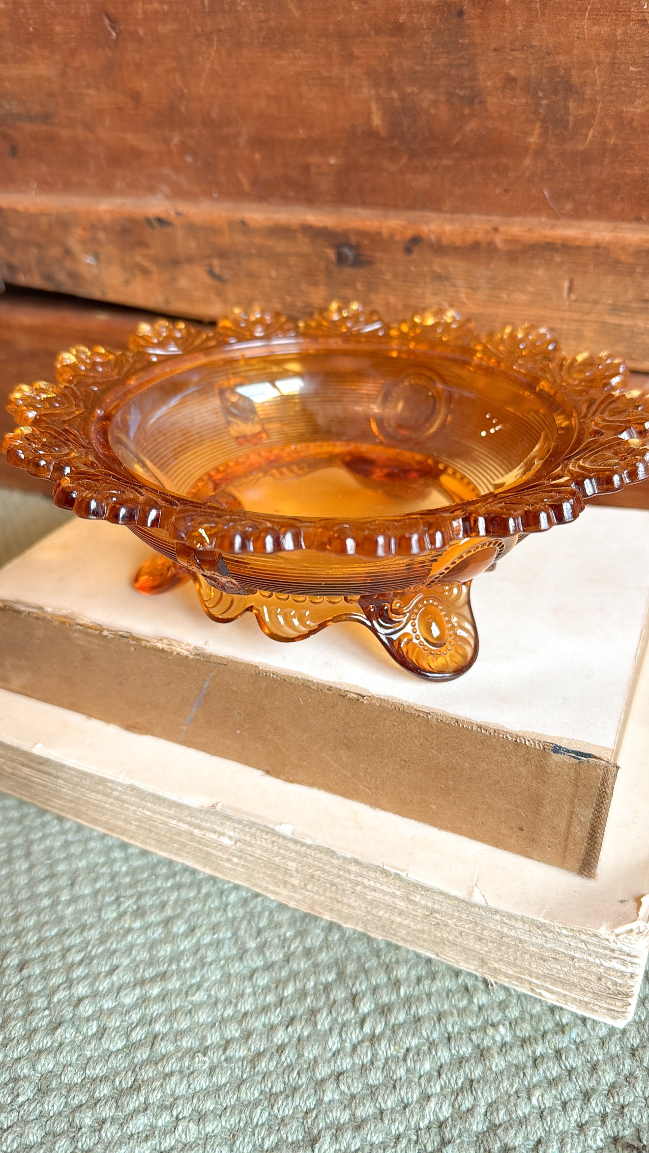 Vintage Marigold Footed Glass Bowl