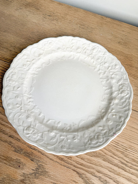 10.5” Ivory Floral Rim Ironstone Plates
