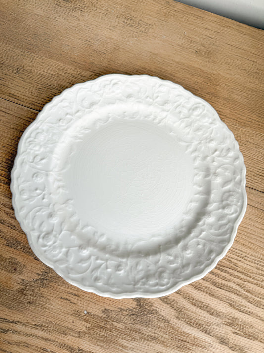 10.5” Ivory Floral Rim Ironstone Plates