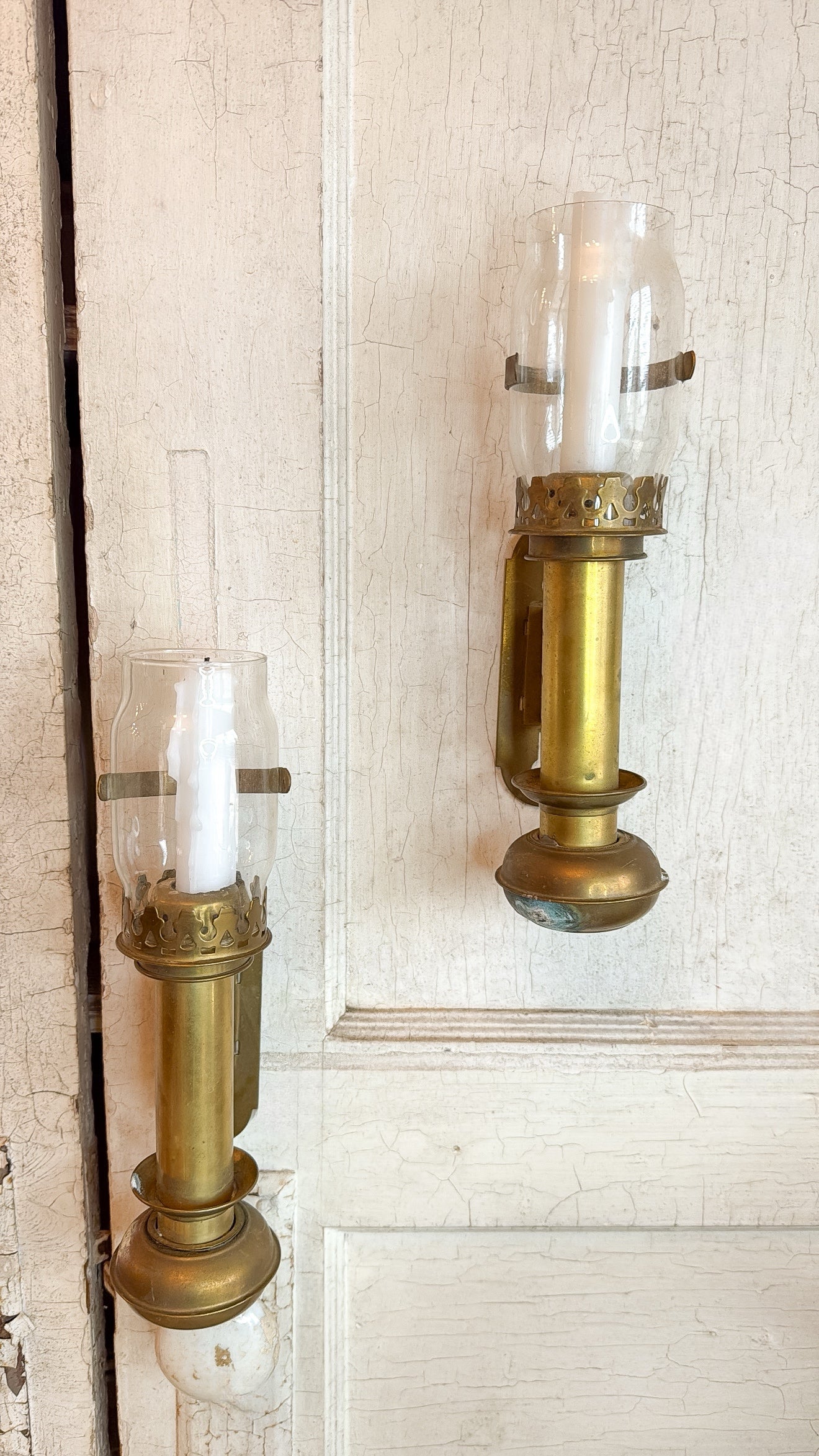 Pair of Brass Railroad Car Oil Lamp