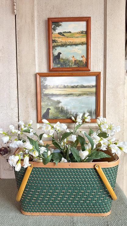 Vintage Green Handled Basket