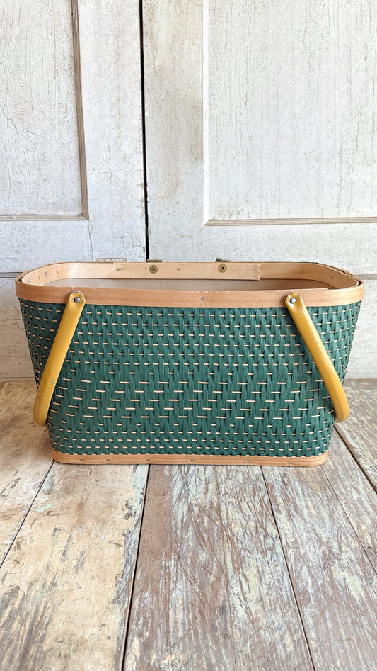 Vintage Green Handled Basket