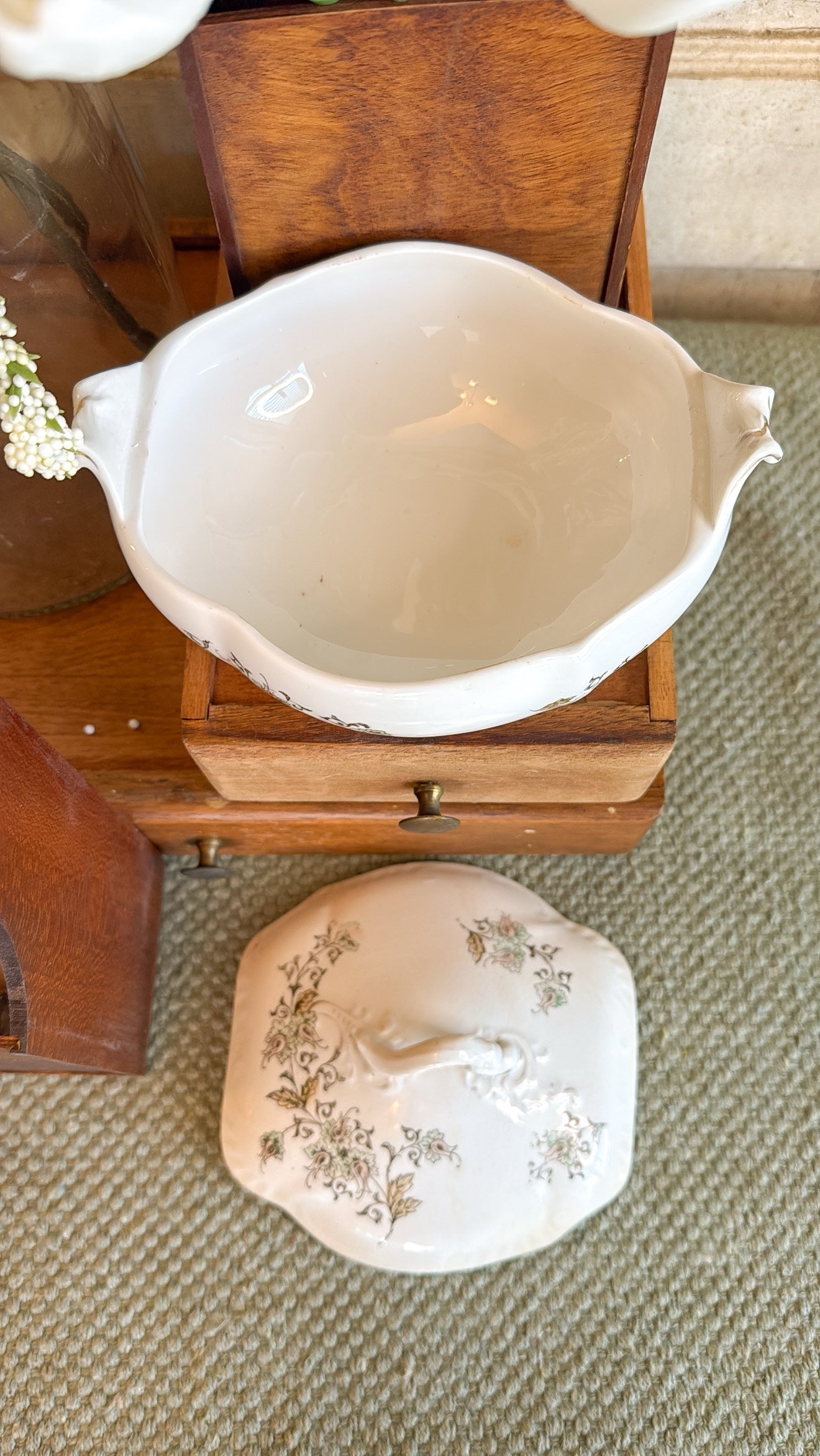 Floral Etched Small Tureen w/ Lid