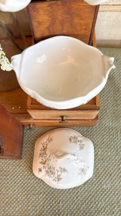 Floral Etched Small Tureen w/ Lid